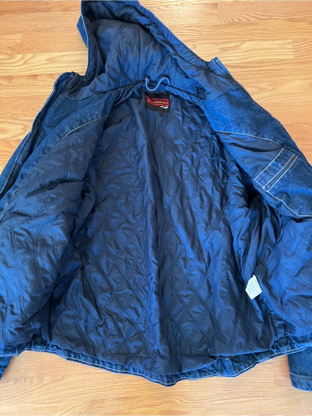 Riggs Workwear by Wrangler Men's Dark Blue Denim Hooded Jacket size XL - Picture 2 of 9